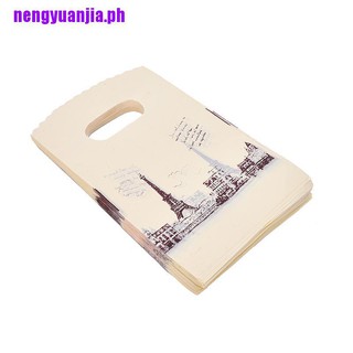 【nengyuanjia】100pcs/lot Pink Eiffel Tower Packaging Bags Plastic Shopping Bags With Handle, (2)