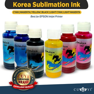 CUYI Korea Sublimation Ink 100ML || Cyan, Magenta, Yellow, Black, Light Cyan, Light Magenta