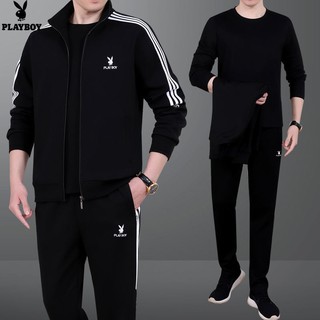 Playboy middle-aged and elderly sportswear men s autumn plus size sports suit three-piece suit dad a