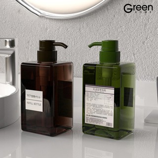 GREEN→450ml Refillable Bottle Press Pump Shampoo Lotion Cosmetic Liquid Container