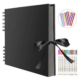 [boutique]Photo Albums 80 Black Pages Memory Books A4 Craft Paper DIY Scrapbooking Picture Wedding B