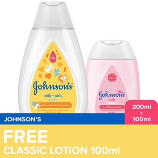 Johnson's Milk+Oats Bath 200ml + FREE Classic Lotion 100ml