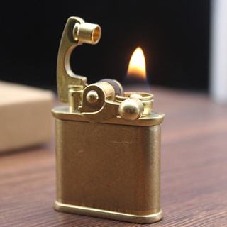 Retro Free Fire Torch Lighter Brass Windproof Grinding Wheel Flint Kerosene Oil Pipe Lighter Cigare1