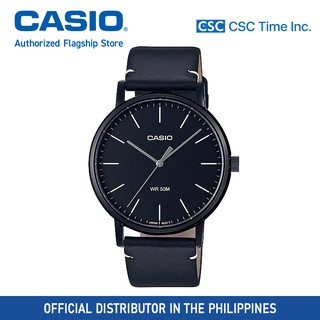 Casio (MTP-E171BL-1EVDF) Black Leather Strap 50 Meter Quartz Watch for Men
