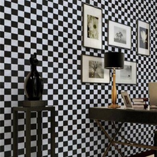 Home living room Wallpaper BLACK CHECKERS Checkered Self Adhesive 3D Waterproof PVC Wall decoration (5)