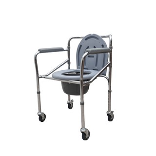 Hummingbird 696 Heavy Duty Foldable Commode Chair Toilet with Wheels, Up To 100KGS
