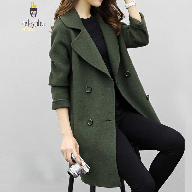Wool Blend Coat Women Outwear Jacket Autumn Winter Elegant