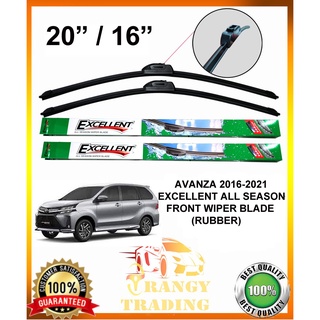 AVANZA 2016 to 2021 (20" / 16") Excellent Front Wiper Blade All Season BANANA TYPE RUBBER