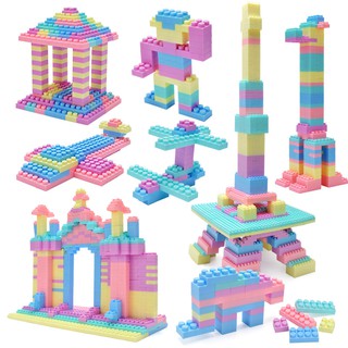 288pcs Building Blocks for Kids Brick Toy Set Kids DIY Early Learning Education Blocks Macaron Color Creative Assembly Blog Toys Storage Bag Box 95 100 144 288 576 Pieces Soft Colour Puzzle Baby Children Educational Best Birthday Gift