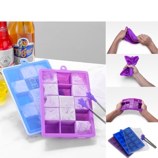 15 Grid Big Ice Cube Mold Square Shape Silicone Ice Tray Fruit Ice Cube Maker With cover Bar Kitchen
