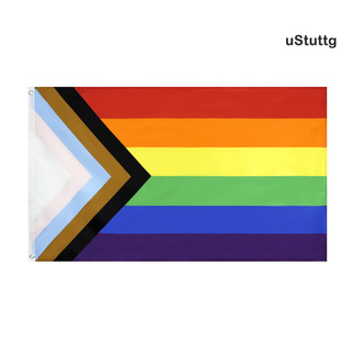 [msd] Triangle Rainbow Durable Large Polyester Lesbian Gay Progress Pride Symbol Flag
