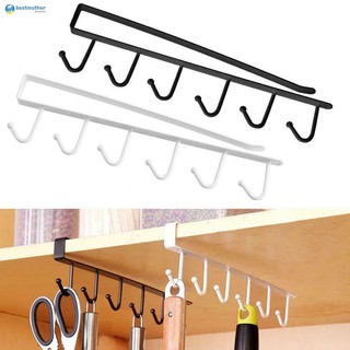 Under-Cabinet Hanger Rack with 6 Hooks Kitchen Cupboard Storage Shelf Hook