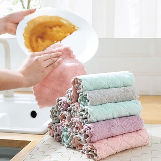 Absorbent Microfiber Kitchen DishCloth Non-Stick Oil Coral Fleece Towel Kitchen Dishwashing Rag Household Cleaning Cloth