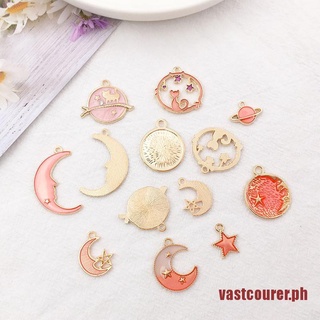 VAST 24 Mixed Gold Plated Enamel Enamel Charms Sun, Star, Moon, DIY Jewelry Charms