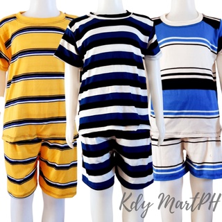 KDY Levi Baby Clothes Terno Tshirt Stripes Shorts Pambahay for Kids boys 1 to 10 Years Old