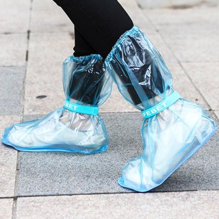 Antiskid Waterproof Reusable Raincoat Rain Shoe Boots Cover Overshoes Rain Coat Long Style with Belt (4)
