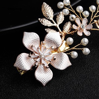 Tang_Fashion Wedding Prom Flower Branch Faux Pearl Alligator Hairpin Bridal Hair Clip (7)