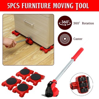 Heavy Duty Furniture Lifter Transport Tool Furniture Mover Set 4 Move Roller 1 Wheel Bar for Lifting