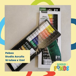 Pebeo - Studio ACRYLICS - Acrylic Colours - 18 tubes x 12ml Water Based
