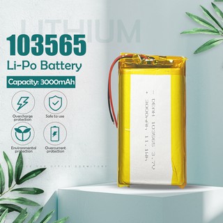 3.7V 3000mAh 103565 Lithium polymer Rechargeable Battery For Tablet PC GPS PSP PAD E-book POS Machin