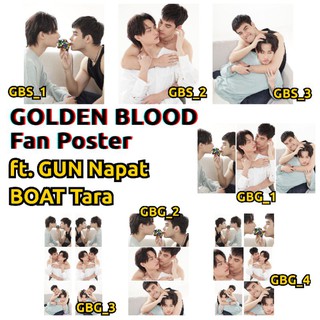 Golden Blood Fan Poster GUN Napat BOAT Tara Tipa Channel 3 BL Series Love By Chance Techno Kengkla