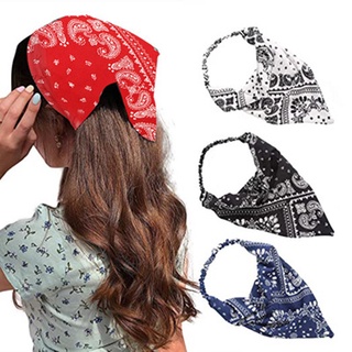 Bohemian Prints Triangle Bandanas Hairband Elastic Ribbon Hairbands Women Flower Bandage Headband