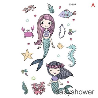 babyshower MUV Kids Cartoon Temporary Tattoo Mermaid Sticker Waterproof Fake Tat