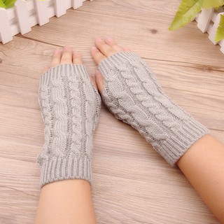 Fashion Unisex Knitted Fingerless Winter Gloves Soft Warm Mitten Solid (4)