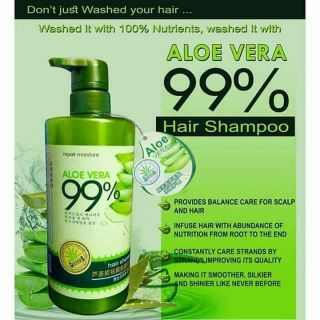 99% aloe vera shampoo on hand
