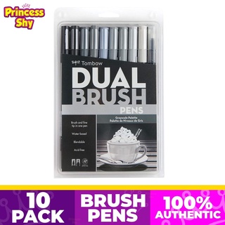 Ready Stock/♚✁Tombow 56171 Dual Brush Pens Art Markers, Grayscale Palette 10-Pack