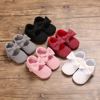 Baby Shoes Newborn Girls Shoes Bow-knot Cute Anti-Slip Infant Toddler Soft Sole Princess Prewalker Baby Shoes for Christening 0-18M
