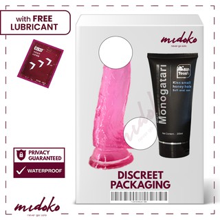 Monogatari Sex Lubricant 200ml with 6 Inch Penis Dildo Pink Adult Sex Toys for Women
