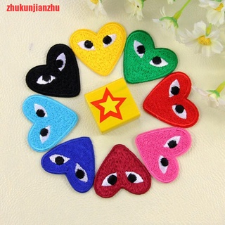 [zhukunjianzhu]2x Cartoon Heart Embroidery Iron On Patches Clothes Sew On Appliques Motif Badge