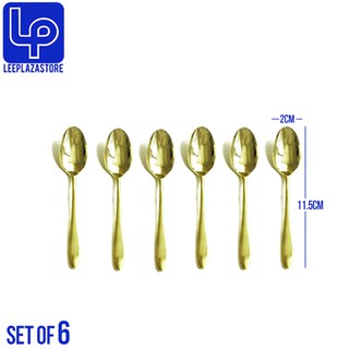 Set of 6 - Gold Teaspoon / Fork Coffee Spoon Stainless Steel (3)