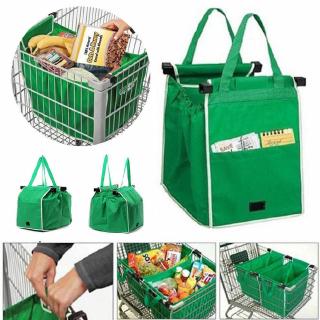 1pc Foldable Reusable Grocery Large Trolley Clip-To-Cart Shopping Bag