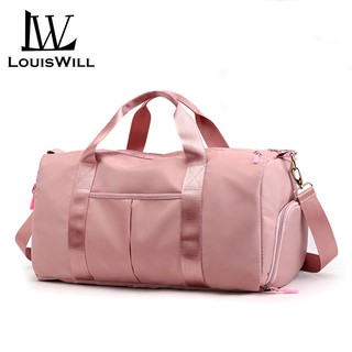 LouisWill Women Travel Bag Waterproof Weekender Bags Oxford Cloth Luggages Handbag Shoulder Bag Traveling Bag Dry and Wet Separation Sport Bag Fitness Bag Gym Totes for Men Women ( Pink/Black)