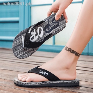 ✠♘✒[Large size] Wood grain flip flops summer new slippers indoor and outdoor wear slip-resistant leisure beach sandals men