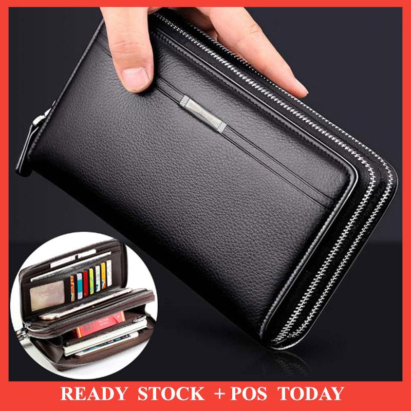 Men Fashion Long Wallet Large Leather Purse Business Handbag (1)