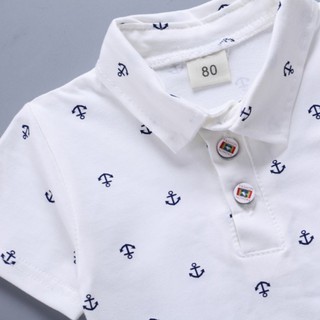 Baby Boys Anchor Pattern Button Down Tops+Shorts (6)