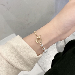 Simple Jewelry Women Alloy Pearl Gold Bracelet