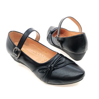 Girls fashion wedges black shoes school shoes 8901-01