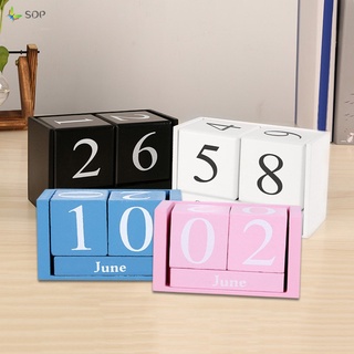 Ready Stock/▣∈Vintage Wooden Perpetual Desk Calendar Block Planner Permanent Desktop Organizer DIY A