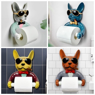 Toilet paper holder, dog image toilet hygienic resin tray free punching hand paper tray household