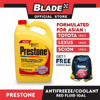 Prestone 50/50 Prediluted Antifreeze/Coolant Red 1 Gallon with Free Prestone String Bag (1)