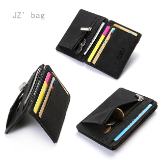 JZ' bag Money Clip Wallet Zipper Coins Wallet Purse Carteira Nubuck Leather Slim Wallet ID Credit Card