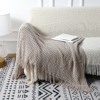[New] 4-color sofa blanket, soft knitted blanket, sofa/home/office blanket with tassel, baby blanket