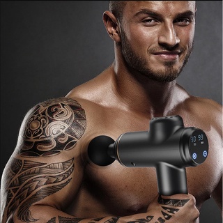 COD-Massage Gun Fascia Gun 30 Gear 6 Heads Muscle Massager Vibrator Yoga Massage LCD Digital Display