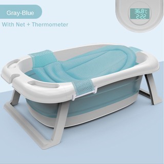 Baby Bath Tub with Real-time Temperature and Net Bed for Newborn Safety Bath Portable Foldable