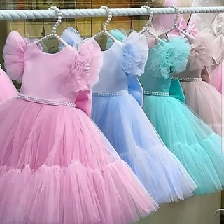 Children Bridesmaid Dresses For Girls Wedding Bow Princess Birthday Kids Clothes Evening Party