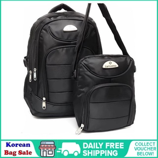 ℗Korean Bag Sale Samsonite 2in1 Backpack and Sling Bag Unisex School backpack bag With Laptop Compar